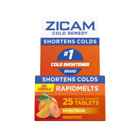 Zicam Zinc Cold Remedy RapidMelts Quick-Dissolve Tablets Citrus Flavor 25ct