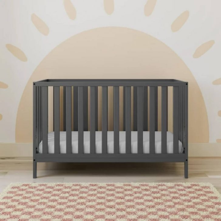 Storkcraft Sunset 4 in 1 Convertible Baby Crib, Gray