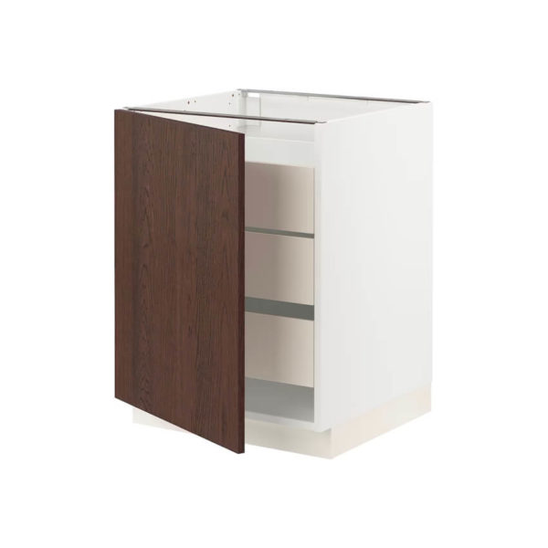 Base cabinet with 1 door/3 drawers, white/Kungsbacka anthracite