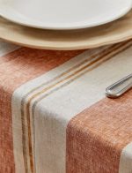 Big Striped Linen Tablecloth