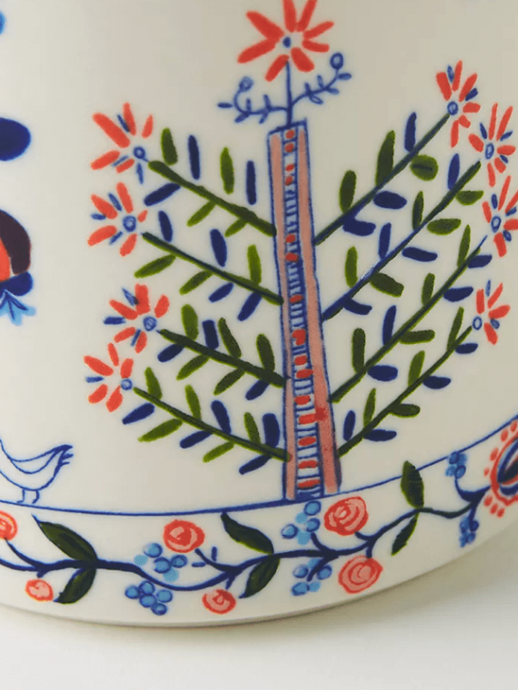 White Ceramic Flower Mug